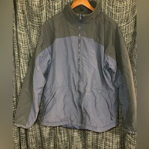 Womens Two-Tone blue/Charcoal Zip-Up vintage fleece lined jacket by Columbia.